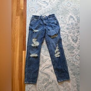 Distressed Blue Jeans boyfriend style